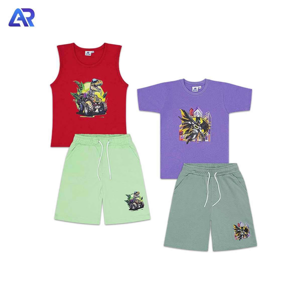 1 T-Shirt with pant & 1 Tank top with pant combo for baby boy